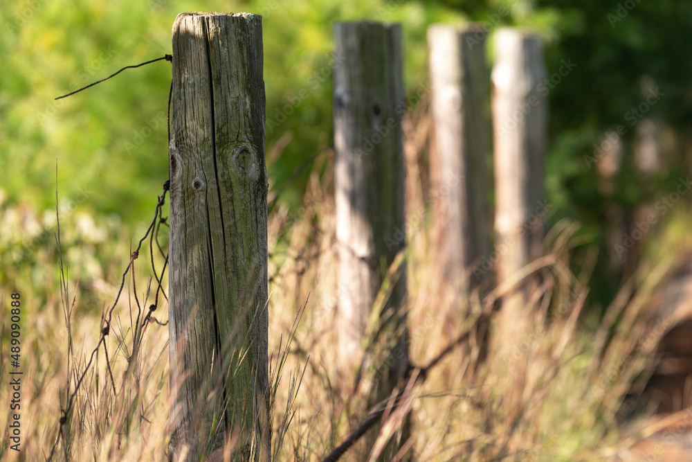 Old rusty fence in rural area