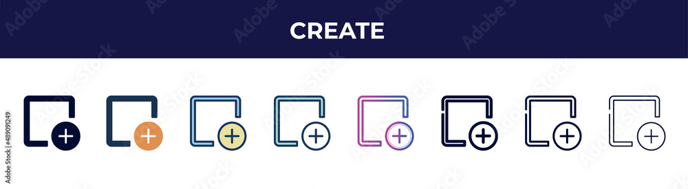 create icon in 8 styles. line, filled, glyph, thin outline, colorful, stroke and gradient styles, create vector sign. symbol, logo illustration. different style icons set. create icon in 8 styles. line, filled, glyph, thin outline, colorful, stroke and gradient styles, create vector sign. symbol, logo illustration. different style icons set.