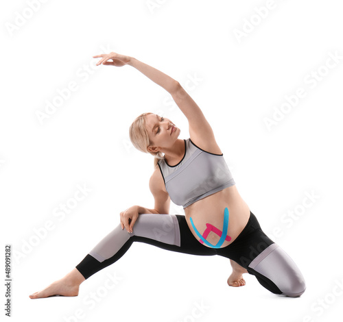 Pregnant woman with applied...