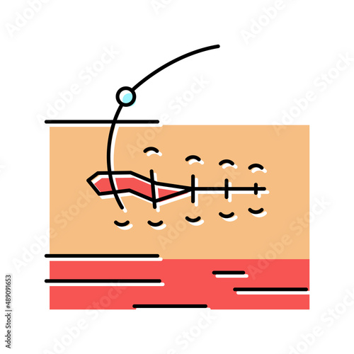 suturing wound color icon vector illustration