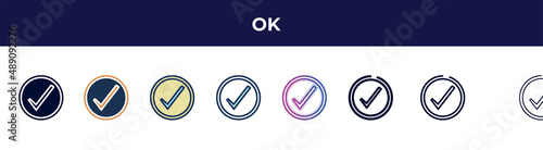 ok icon in 8 styles. line, filled, glyph, thin outline, colorful, stroke and gradient styles, ok vector sign. symbol, logo illustration. different style icons set. Free Download ok icon in 8 styles. line, filled, glyph, thin outline, colorful, stroke and gradient styles, ok vector sign. symbol, logo illustration. different style icons set. - GFXLoad