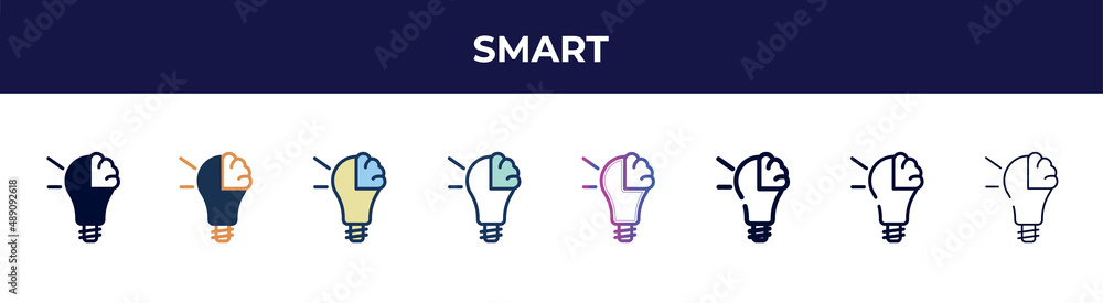 smart icon in 8 styles. line, filled, glyph, thin outline, colorful, stroke and gradient styles, smart vector sign. symbol, logo illustration. different style icons set. smart icon in 8 styles. line, filled, glyph, thin outline, colorful, stroke and gradient styles, smart vector sign. symbol, logo illustration. different style icons set.