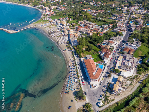 Aerial droen view of famosu roda beach in north corfu greece photo