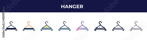 hanger icon in 8 styles. line, filled, glyph, thin outline, colorful, stroke and gradient styles, hanger vector sign. symbol, logo illustration. different style icons set.