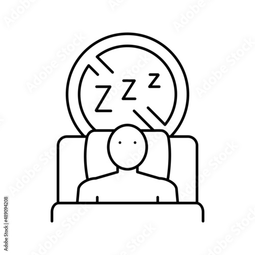 difficulty falling asleep at night line icon vector illustration