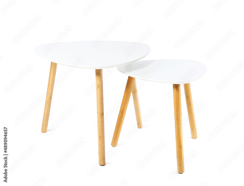 Wooden coffee tables on white background Wooden coffee tables on white background