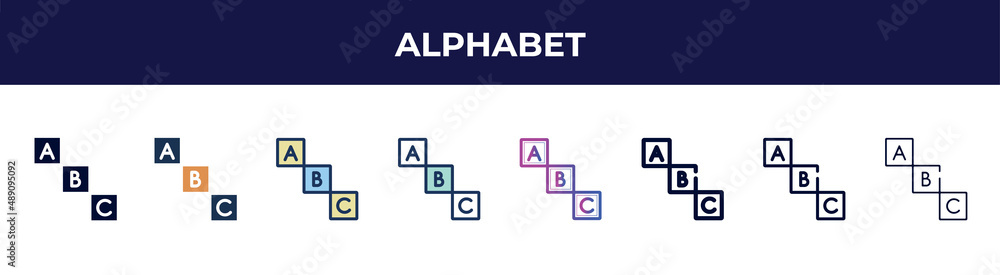 alphabet icon in 8 styles. line, filled, glyph, thin outline, colorful, stroke and gradient styles, alphabet vector sign. symbol, logo illustration. different style icons set. alphabet icon in 8 styles. line, filled, glyph, thin outline, colorful, stroke and gradient styles, alphabet vector sign. symbol, logo illustration. different style icons set.