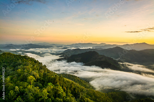 Betong  Yala  Thailand  2020  Talay Mok Aiyoeweng skywalk fog viewpoint there are tourist visited sea of mist in the morning