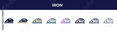 iron icon in 8 styles. line, filled, glyph, thin outline, colorful, stroke and gradient styles, iron vector sign. symbol, logo illustration. different style icons set.