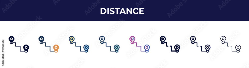 distance icon in 8 styles. line, filled, glyph, thin outline, colorful, stroke and gradient styles, distance vector sign. symbol, logo illustration. different style icons set. distance icon in 8 styles. line, filled, glyph, thin outline, colorful, stroke and gradient styles, distance vector sign. symbol, logo illustration. different style icons set.