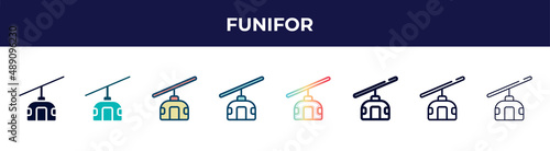 funifor icon in 8 styles. line, filled, glyph, thin outline, colorful, stroke and gradient styles, funifor vector sign. symbol, logo illustration. different style icons set. photo