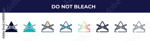 do not bleach icon in 8 styles. line, filled, glyph, thin outline, colorful, stroke and gradient styles, do not bleach vector sign. symbol, logo illustration. different style icons set.