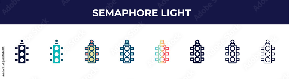 semaphore light icon in 8 styles. line, filled, glyph, thin outline, colorful, stroke and gradient styles, semaphore light vector sign. symbol, logo illustration. different style icons set. semaphore light icon in 8 styles. line, filled, glyph, thin outline, colorful, stroke and gradient styles, semaphore light vector sign. symbol, logo illustration. different style icons set.