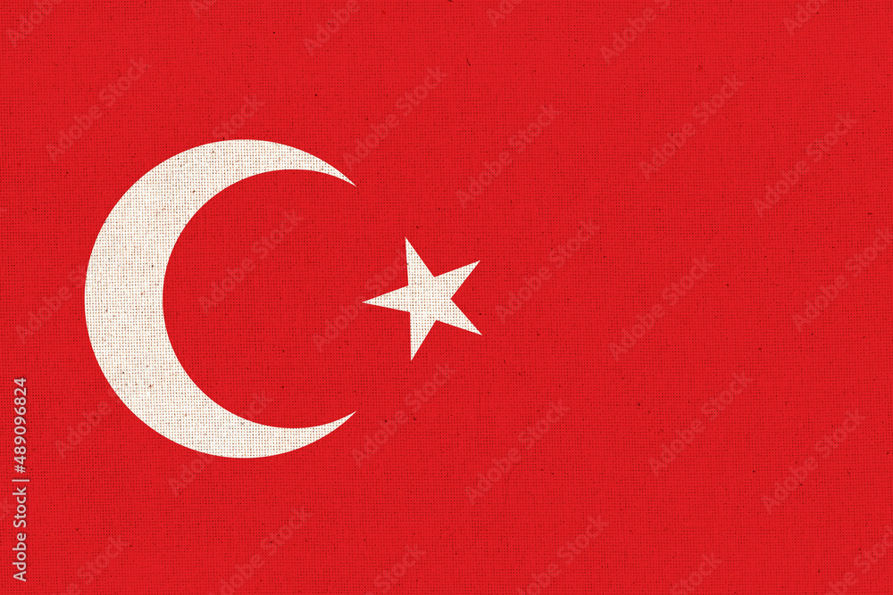 Obraz premium Flag of Turkey. Turkish flag on fabric surface. Fabric texture