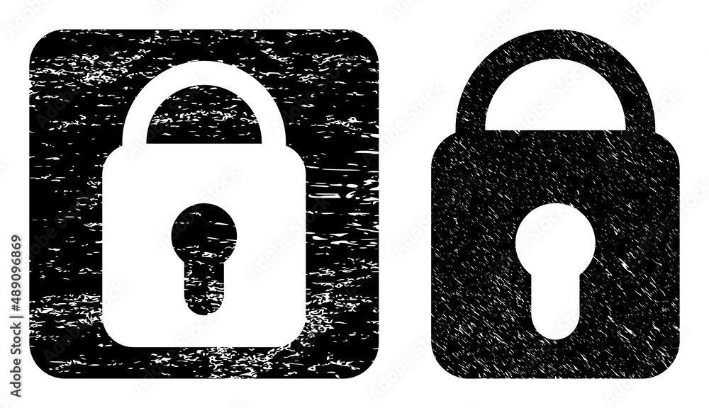 Vector locked stencil icon. Grunge locked stamp, done from icon and