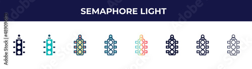 semaphore light icon in 8 styles. line, filled, glyph, thin outline, colorful, stroke and gradient styles, semaphore light vector sign. symbol, logo illustration. different style icons set.