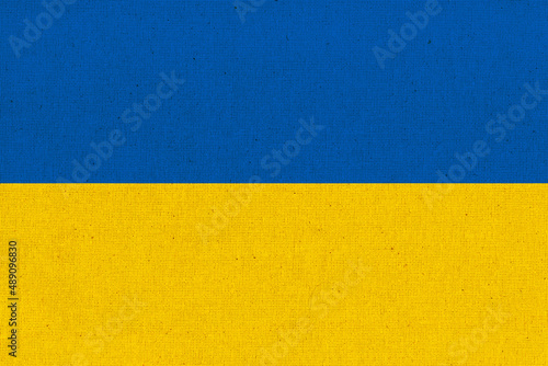 Flag of Ukraine. Ukrainian flag on fabric surface. Fabric texture