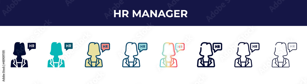 hr manager icon in 8 styles. line, filled, glyph, thin outline, colorful, stroke and gradient styles, hr manager vector sign. symbol, logo illustration. different style icons set. hr manager icon in 8 styles. line, filled, glyph, thin outline, colorful, stroke and gradient styles, hr manager vector sign. symbol, logo illustration. different style icons set.