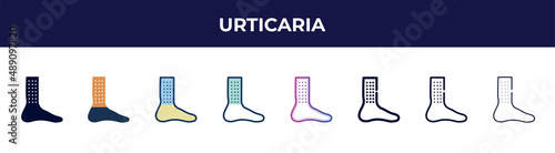 urticaria icon in 8 styles. line, filled, glyph, thin outline, colorful, stroke and gradient styles, urticaria vector sign. symbol, logo illustration. different style icons set.