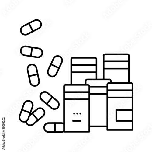 pills homeopathy containers line icon vector illustration
