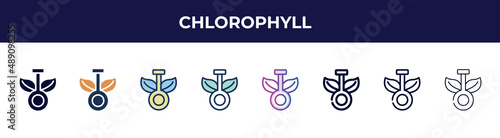 chlorophyll icon in 8 styles. line, filled, glyph, thin outline, colorful, stroke and gradient styles, chlorophyll vector sign. symbol, logo illustration. different style icons set.