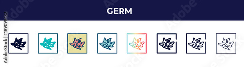 germ icon in 8 styles. line, filled, glyph, thin outline, colorful, stroke and gradient styles, germ vector sign. symbol, logo illustration. different style icons set.