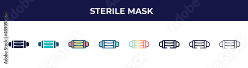 sterile mask icon in 8 styles. line, filled, glyph, thin outline, colorful, stroke and gradient styles, sterile mask vector sign. symbol, logo illustration. different style icons set.