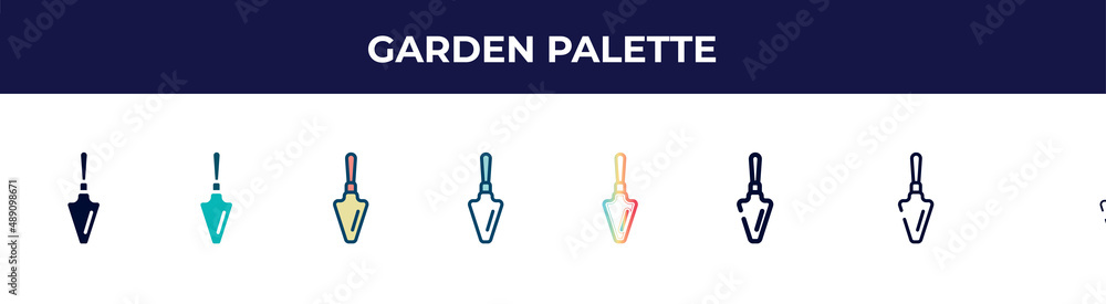garden palette icon in 8 styles. line, filled, glyph, thin outline, colorful, stroke and gradient styles, garden palette vector sign. symbol, logo illustration. different style icons set. garden palette icon in 8 styles. line, filled, glyph, thin outline, colorful, stroke and gradient styles, garden palette vector sign. symbol, logo illustration. different style icons set.
