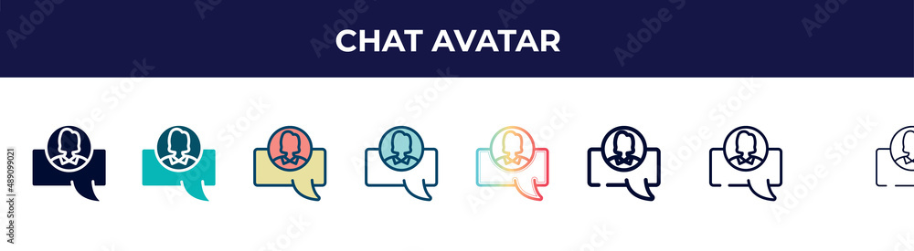 chat avatar icon in 8 styles. line, filled, glyph, thin outline, colorful, stroke and gradient styles, chat avatar vector sign. symbol, logo illustration. different style icons set. chat avatar icon in 8 styles. line, filled, glyph, thin outline, colorful, stroke and gradient styles, chat avatar vector sign. symbol, logo illustration. different style icons set.