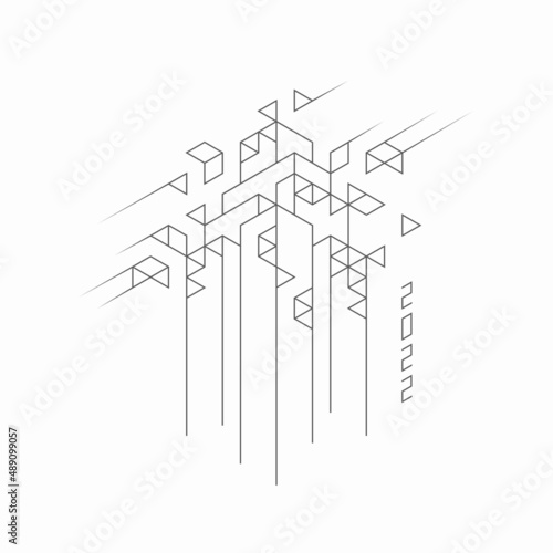 Abstract architectural construction. Geometric technological background.