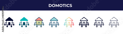 domotics icon in 8 styles. line  filled  glyph  thin outline  colorful  stroke and gradient styles  domotics vector sign. symbol  logo illustration. different style icons set.