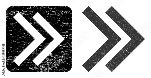Vector shift right stencil icon. Grunge shift right imprint, done from icon and rounded square. Rounded square stamp seal contain shift right hole inside. Vector shift right grunge images.