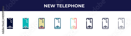 new telephone icon in 8 styles. line, filled, glyph, thin outline, colorful, stroke and gradient styles, new telephone vector sign. symbol, logo illustration. different style icons set.