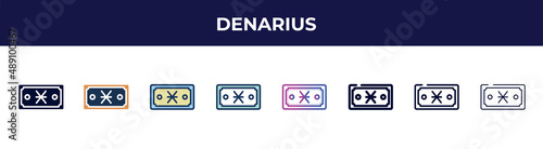 denarius icon in 8 styles. line, filled, glyph, thin outline, colorful, stroke and gradient styles, denarius vector sign. symbol, logo illustration. different style icons set. photo