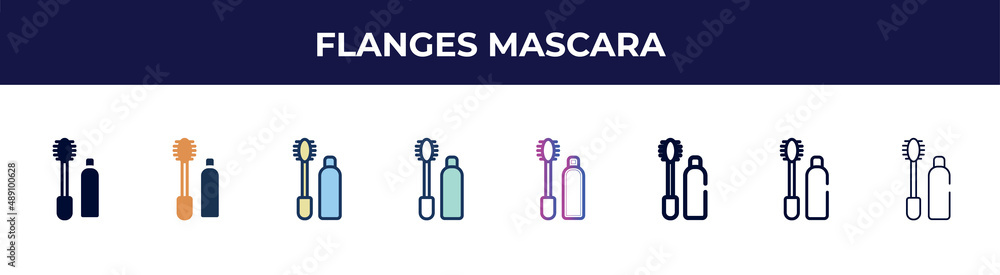 flanges mascara icon in 8 styles. line, filled, glyph, thin outline, colorful, stroke and gradient styles, flanges mascara vector sign. symbol, logo illustration. different style icons set. flanges mascara icon in 8 styles. line, filled, glyph, thin outline, colorful, stroke and gradient styles, flanges mascara vector sign. symbol, logo illustration. different style icons set.
