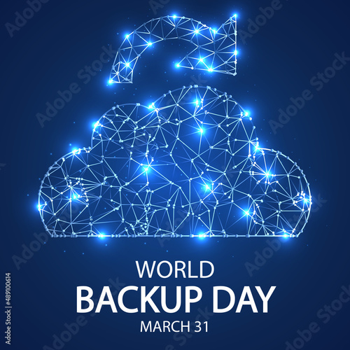 Backup day world cloud technology, vector art illustration.