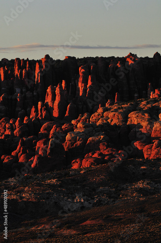 Print op canvas Sunset at the Fiery Furnace, Arches National Park, Moab, Utah, Southwest USA