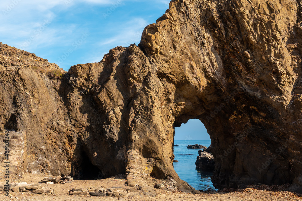 Cuevas del Almanzora, Cala Peñon cut off a virgin and hidden beach in Almería. Mediterranean sea on the coast, Almería