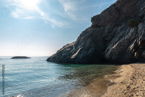 Beach in the Almanzora caves, Cala Peñon cut off a virgin and hidden beach in Almería. Mediterranean sea on the coast, Almería