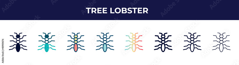 tree lobster icon in 8 styles. line, filled, glyph, thin outline, colorful, stroke and gradient styles, tree lobster vector sign. symbol, logo illustration. different style icons set. tree lobster icon in 8 styles. line, filled, glyph, thin outline, colorful, stroke and gradient styles, tree lobster vector sign. symbol, logo illustration. different style icons set.