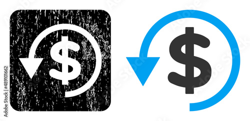 Vector chargeback stencil pictogram. Grunge chargeback seal stamp, done with icon and rounded square. Rounded square stamp seal contain chargeback cut out shape inside.