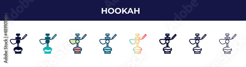 hookah icon in 8 styles. line  filled  glyph  thin outline  colorful  stroke and gradient styles  hookah vector sign. symbol  logo illustration. different style icons set.