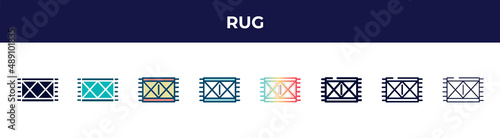 rug icon in 8 styles. line, filled, glyph, thin outline, colorful, stroke and gradient styles, rug vector sign. symbol, logo illustration. different style icons set.