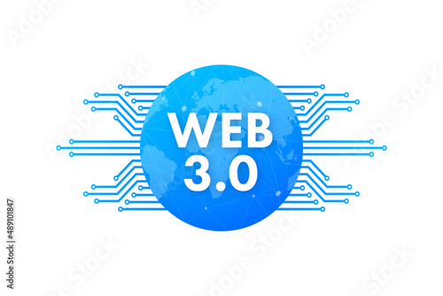 Web 3.0 technology for web design. Internet blockchain technology. Nft concept. Vector stock illustration.