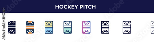 hockey pitch icon in 8 styles. line, filled, glyph, thin outline, colorful, stroke and gradient styles, hockey pitch vector sign. symbol, logo illustration. different style icons set.