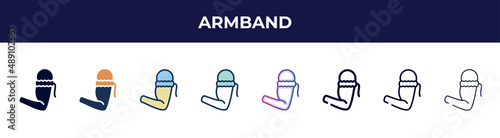 armband icon in 8 styles. line, filled, glyph, thin outline, colorful, stroke and gradient styles, armband vector sign. symbol, logo illustration. different style icons set. photo