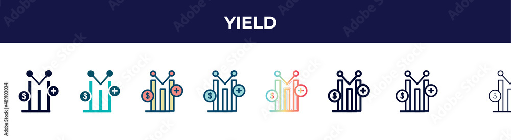 yield icon in 8 styles. line, filled, glyph, thin outline, colorful, stroke and gradient styles, yield vector sign. symbol, logo illustration. different style icons set. yield icon in 8 styles. line, filled, glyph, thin outline, colorful, stroke and gradient styles, yield vector sign. symbol, logo illustration. different style icons set.