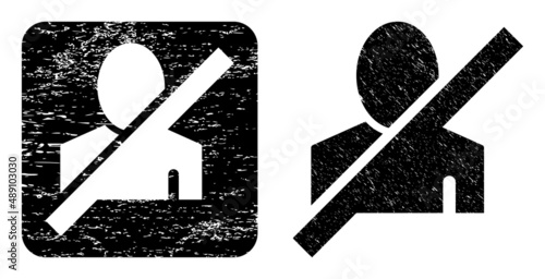 Vector frorbidden man hole icon. Grunge frorbidden man stamp, done with icon and rounded square. Rounded square stamp contain frorbidden man subtracted shape inside.