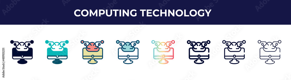 computing technology icon in 8 styles. line, filled, glyph, thin outline, colorful, stroke and gradient styles, computing technology vector sign. symbol, logo illustration. different style icons computing technology icon in 8 styles. line, filled, glyph, thin outline, colorful, stroke and gradient styles, computing technology vector sign. symbol, logo illustration. different style icons