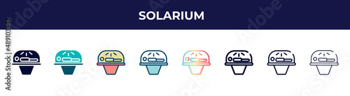 solarium icon in 8 styles. line, filled, glyph, thin outline, colorful, stroke and gradient styles, solarium vector sign. symbol, logo illustration. different style icons set.